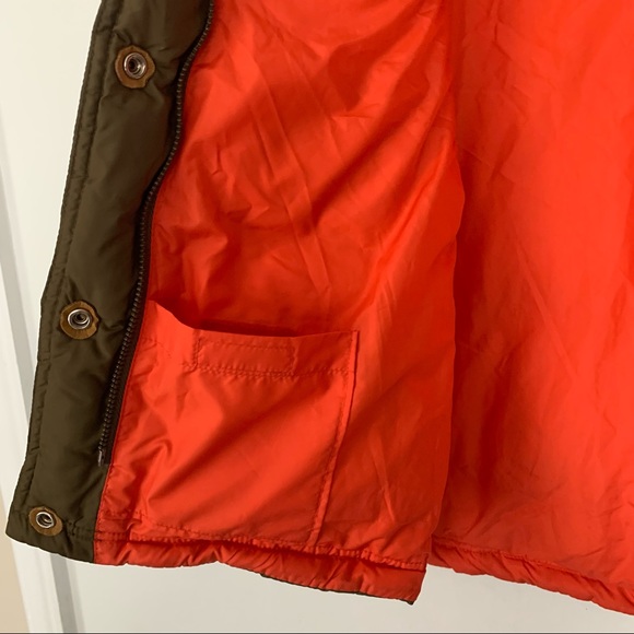J. CREW Quilted Olive Green with Orange Lining Puffer Down Vest - Picture 9 of 13